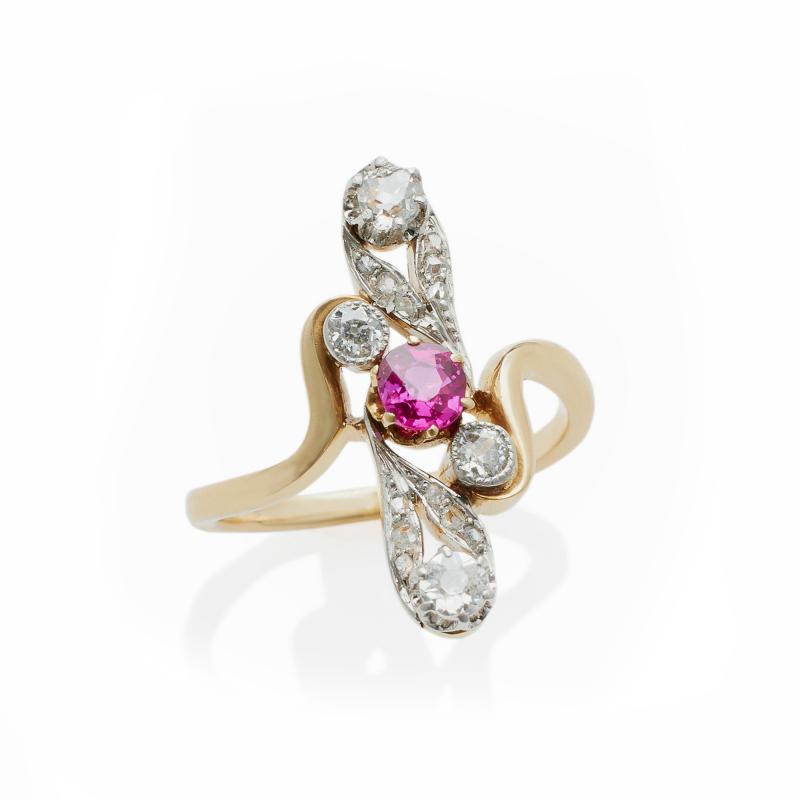 A French Ruby and Diamond Ring