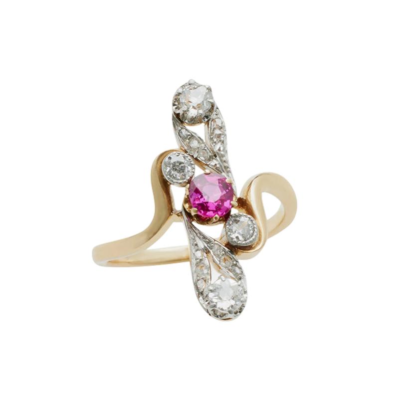 A French Ruby and Diamond Ring