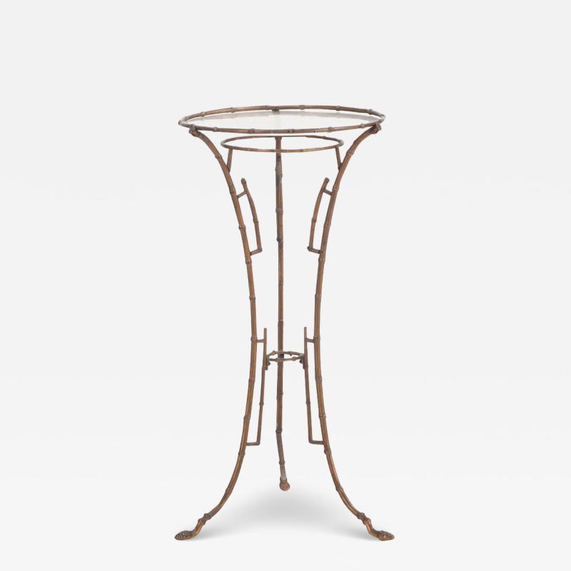 A French brass faux bamboo plant stand side table ca 1940 