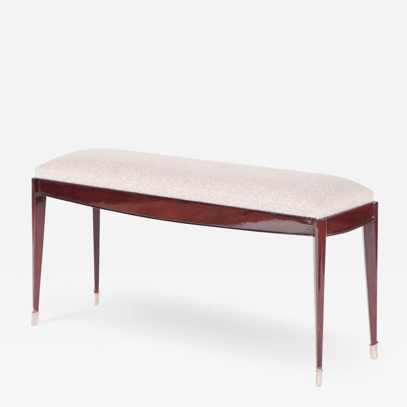 A French mahogany upholstered bench with silvered mounts circa 1930