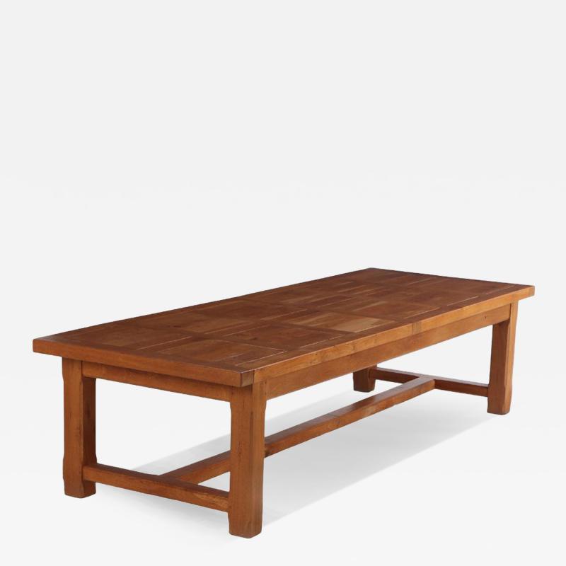 A French oak farm table of unusually large size C 1970 