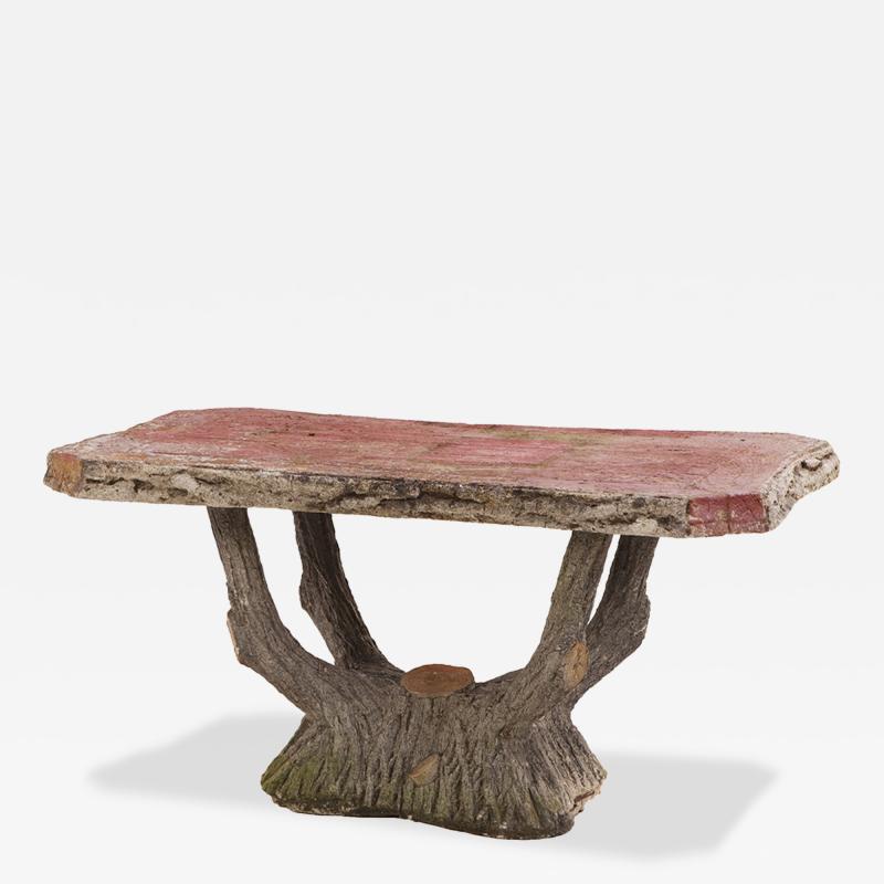 A French or Italian Cast Stone Faux Bois Garden Table C 1950 