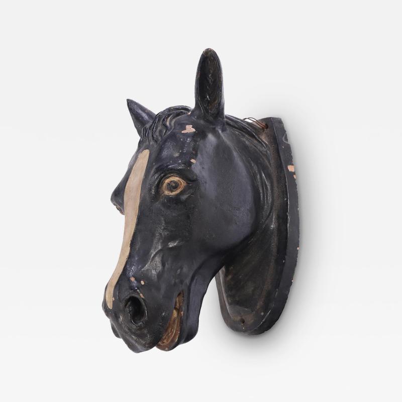 A French painted terracotta horse head C 1920 