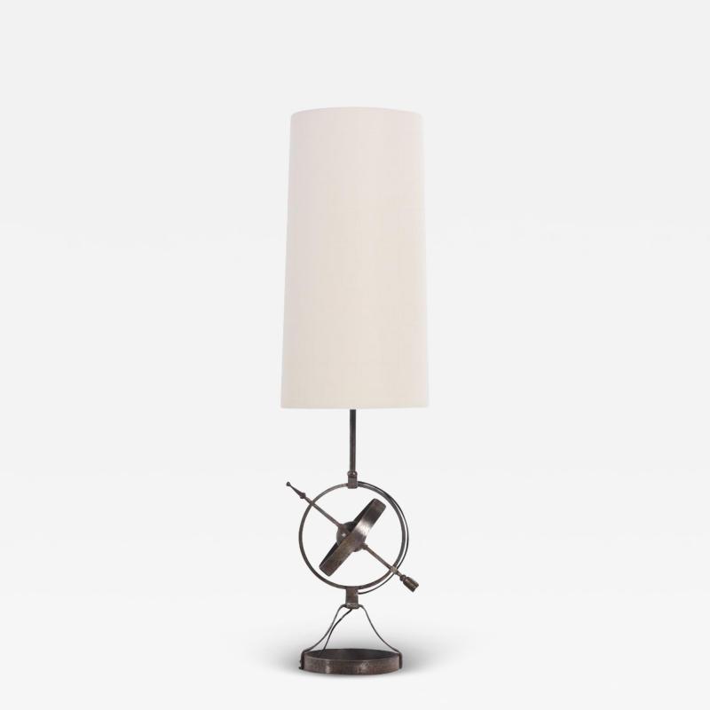 A French polished steel tall table lamp C 1950 