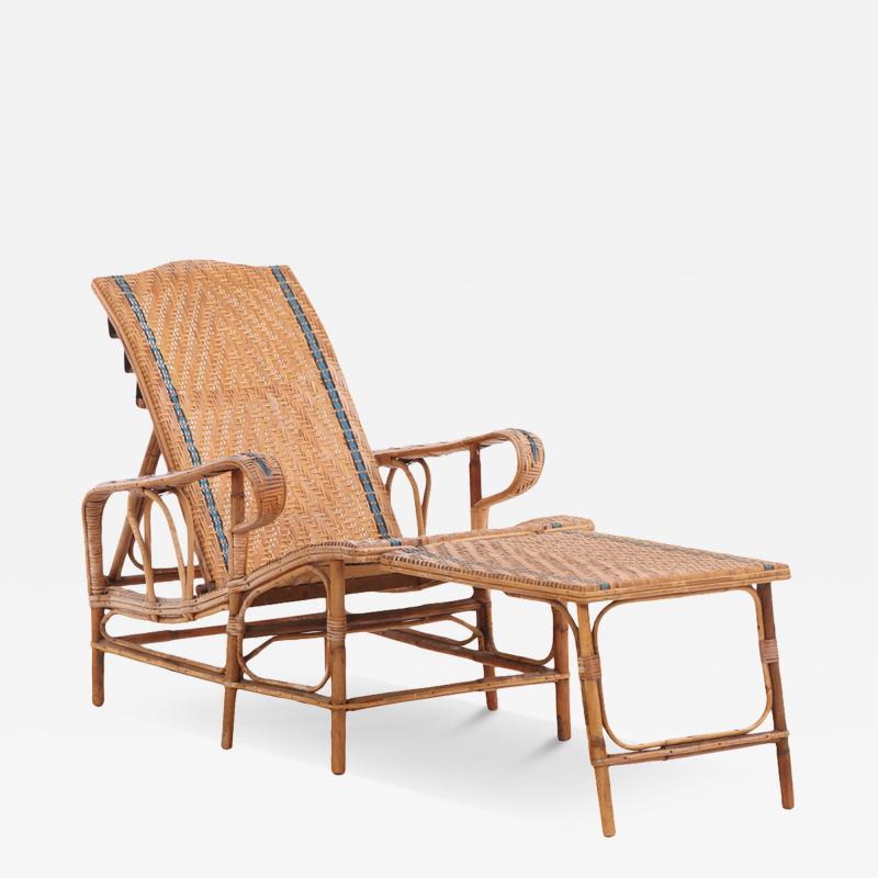 A French rattan chaise lounge C 1900 