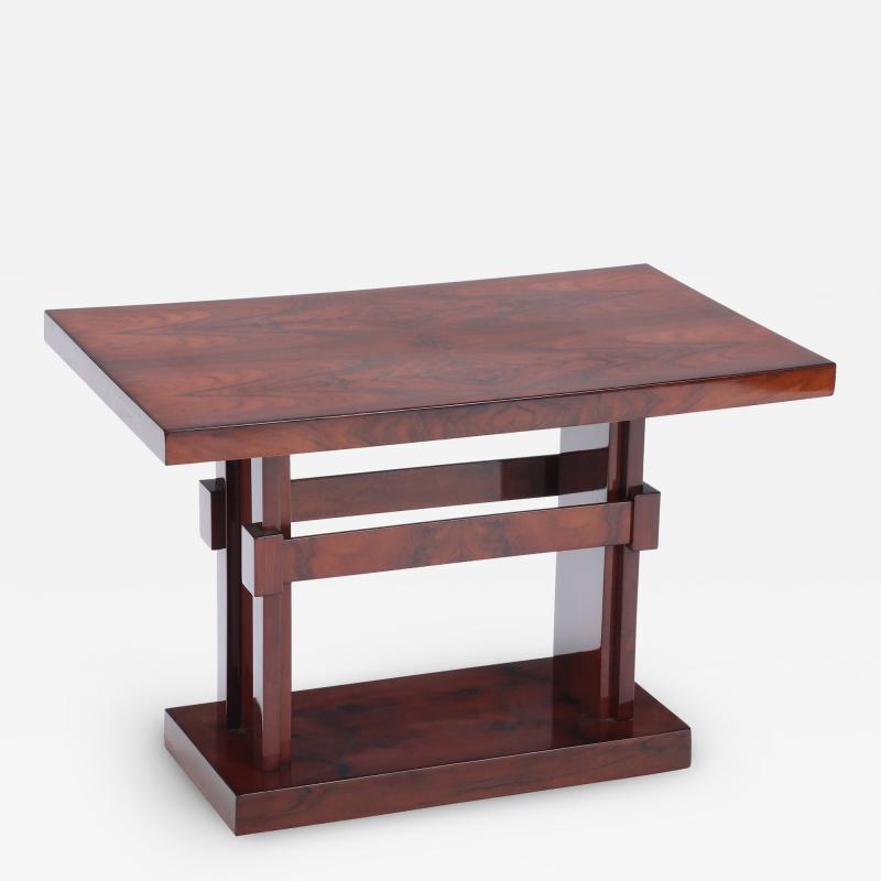 A French rectilinear burl wood table C 1940 