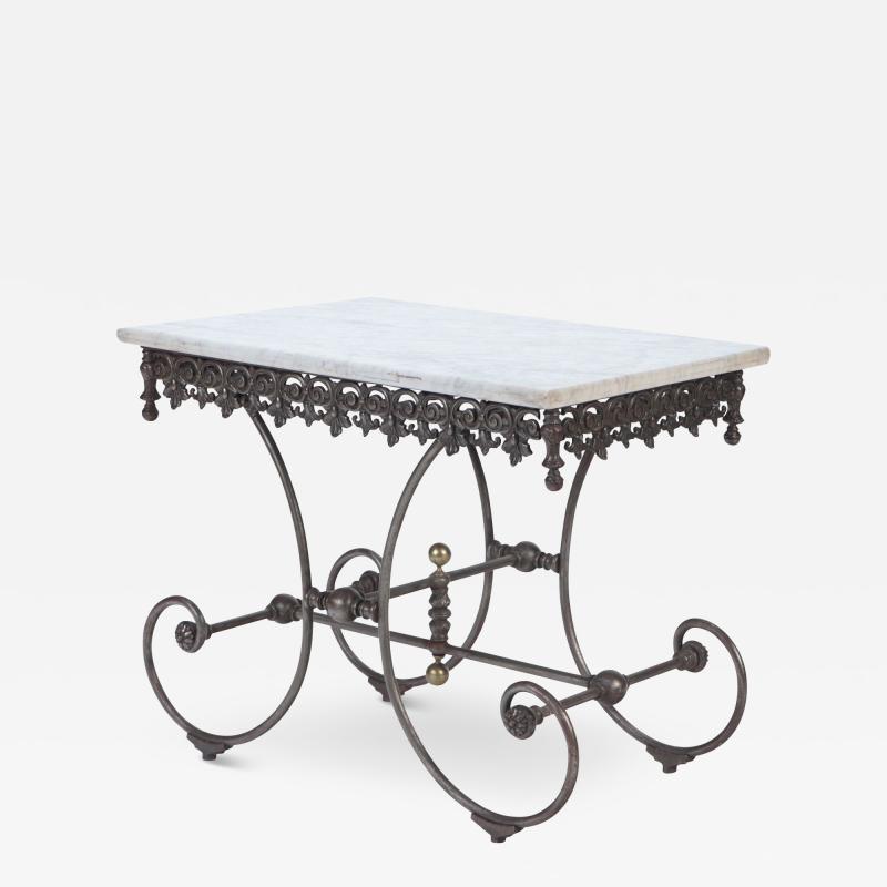 A French vintage cast iron and marble bakers table Paris late 19th C 