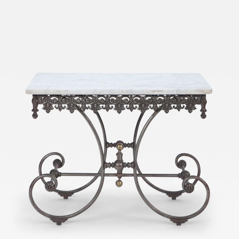 A French vintage cast iron and marble bakers table Paris late 19th C 