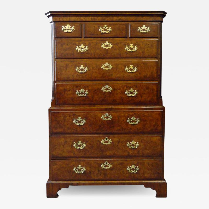 A GEORGE I WALNUT CHEST ON CHEST