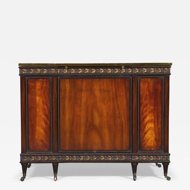 A GEORGE III MAHOGANY AND SATIN BIRCH COMMODE