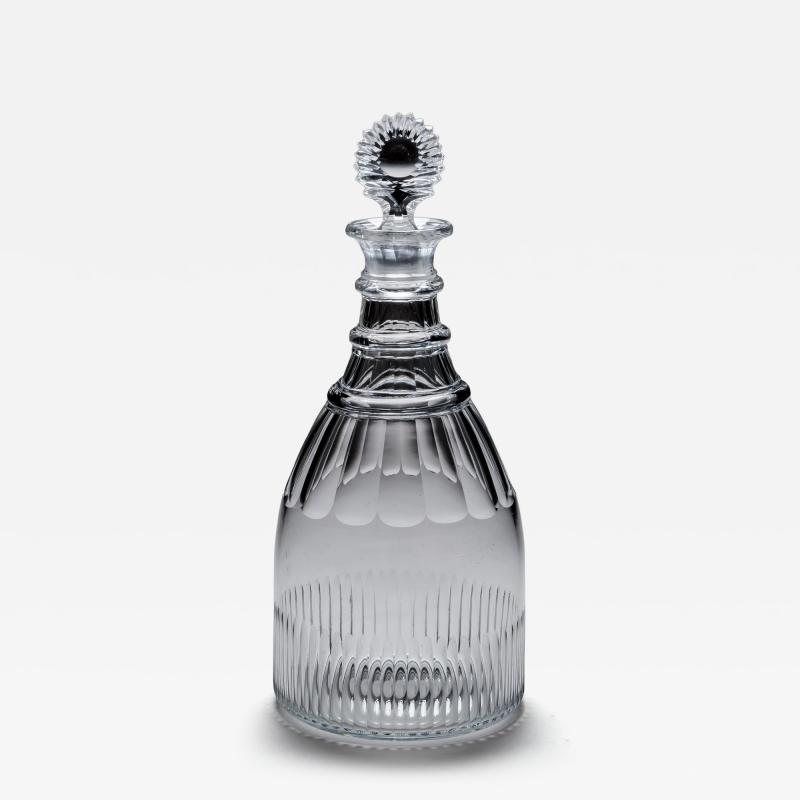 A GEORGIAN SLICE FLUTE MAGNUM DECANTER WITH SUNBURST STOPPER