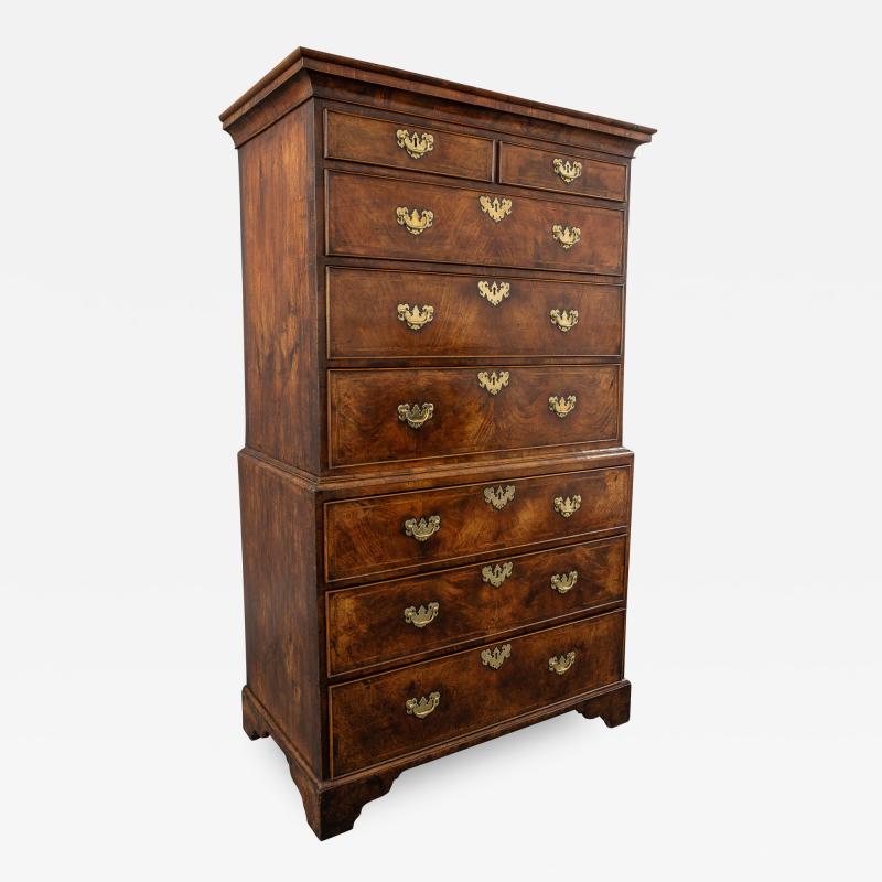 A George I Walnut Chest on Chest of Compact Size