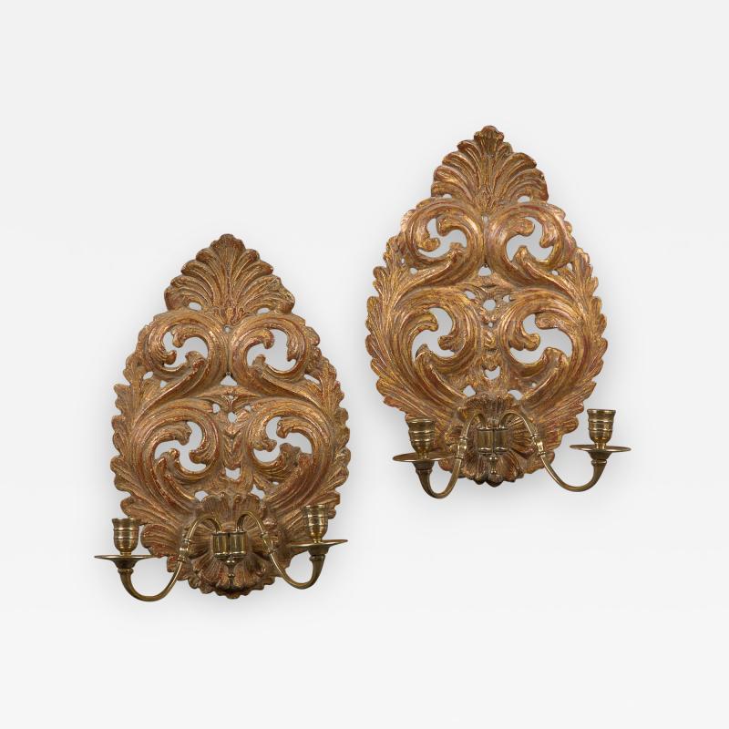 A Good Pair of Charles II Giltwood Wall Sconces