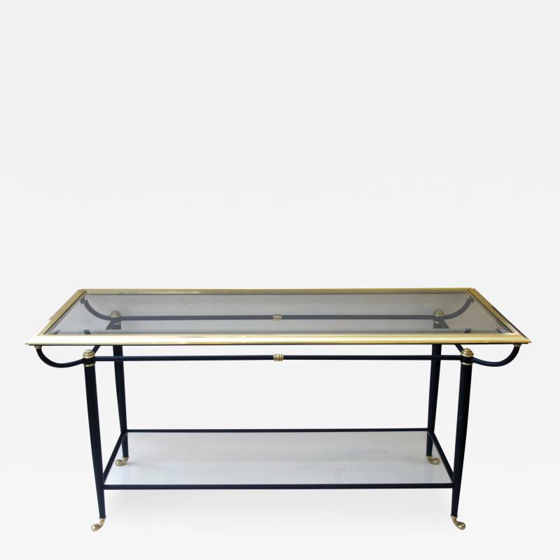 A Good Quality French Black and Metal Console Table