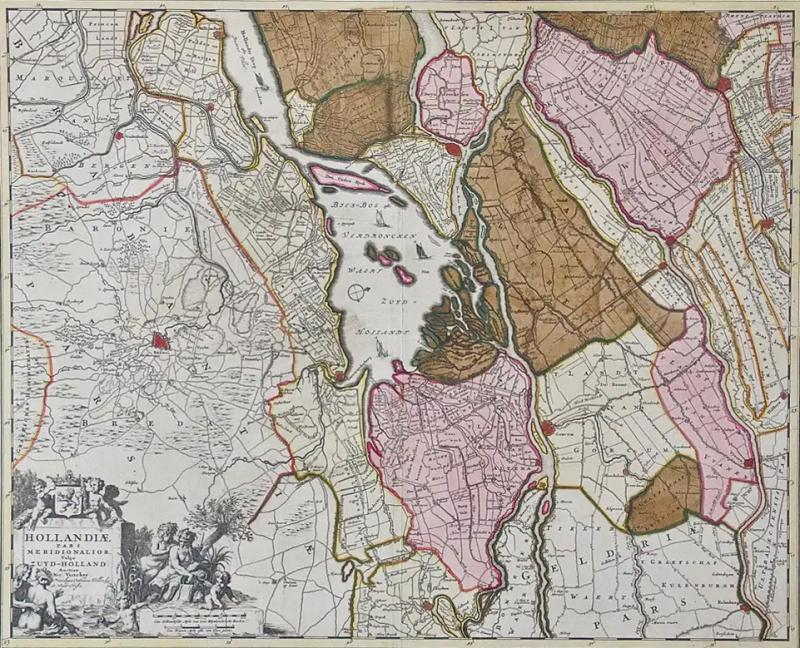 A Hand Colored 17th Century Visscher Map Hollandiae Southern Holland