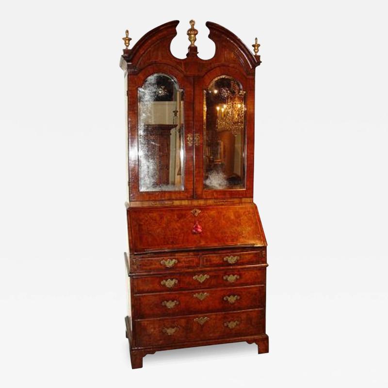 A Handsome 18th Century Burl Walnut Queen Anne Secretaire