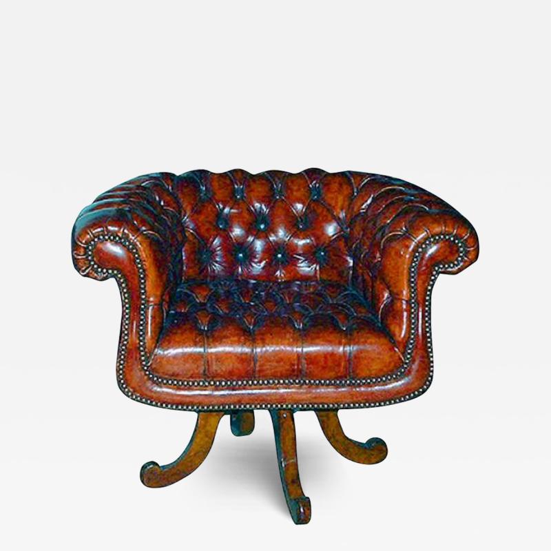 A Handsome Edwardian Chesterfield Swivel Desk Chair