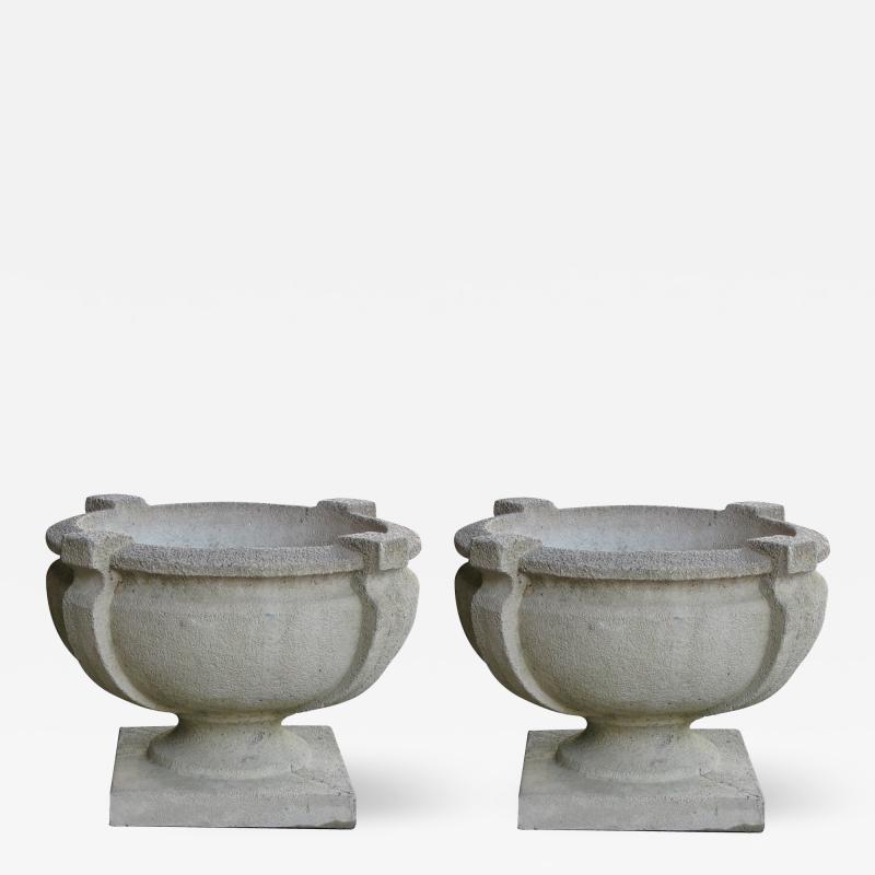 A Handsome Pair of Cast Stone Garden Urns