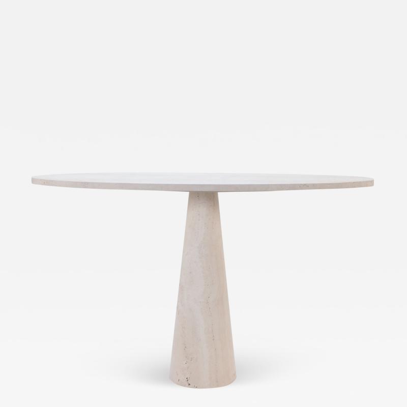 A Italian Modern oblong travertine pedestal console table C 1970 