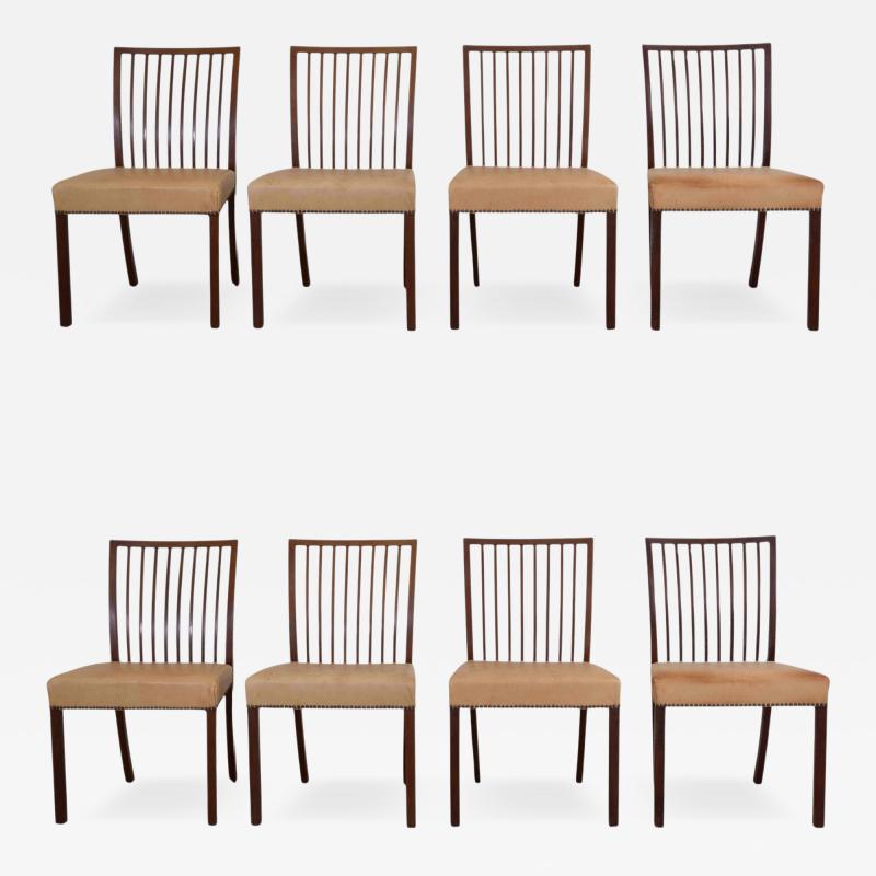 A J Iversen 20th Century Set of Eight Danish Mahogany Dining Chairs by A J Iversen