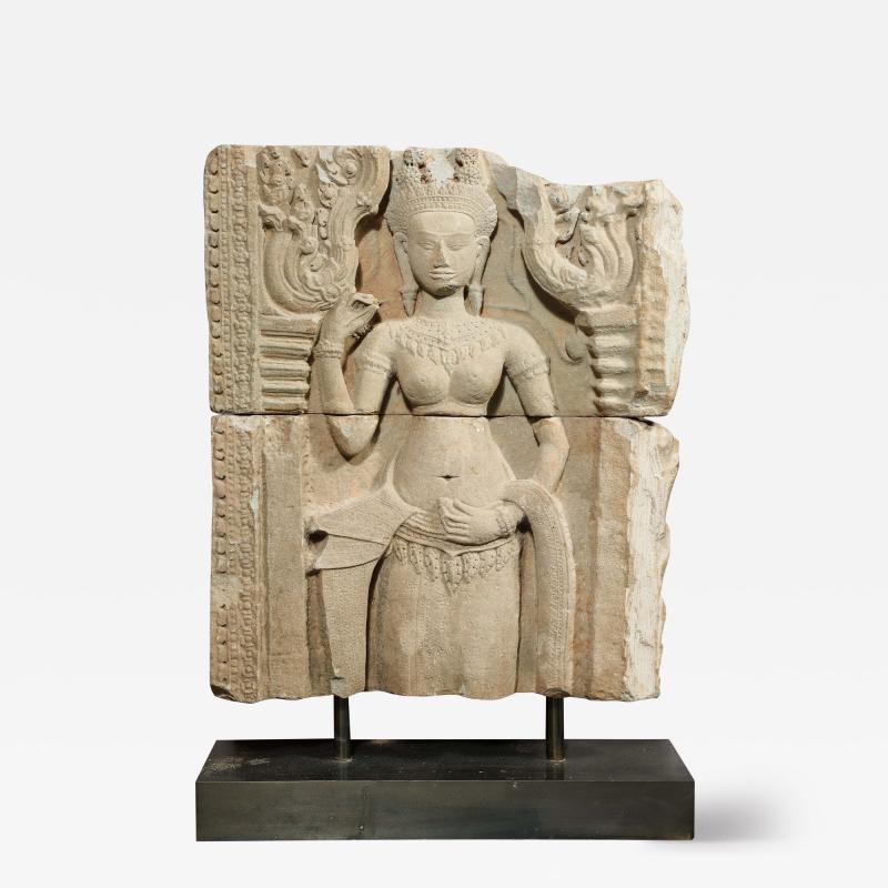 A Khmer Stone Sculpture of An Aspara Dancer