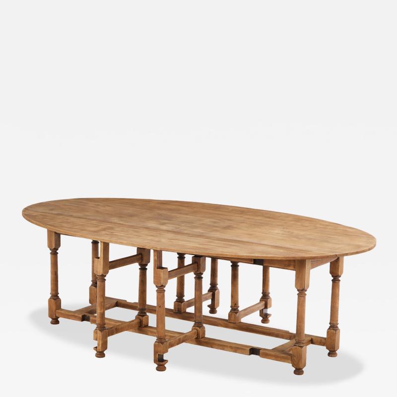 A Large Belgian Oak Carved Gateleg Table C 1950 