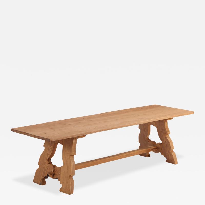 A Large French Pine Farmhouse Trestle Table C 1890 