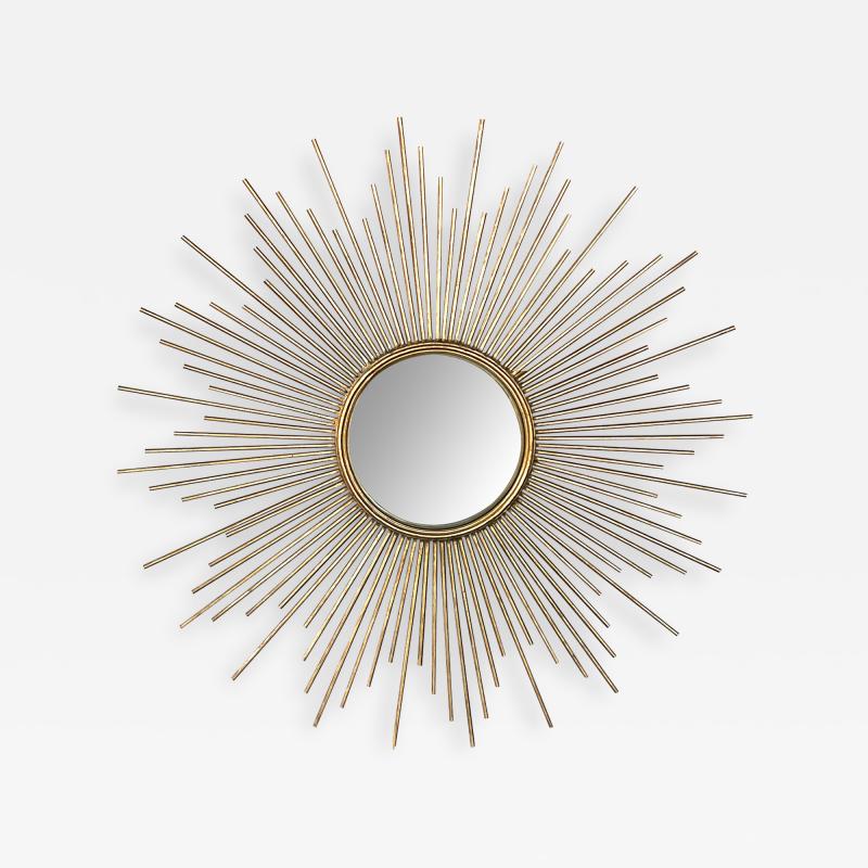 A Large Italian 1960s Gilt Metal Convex Mirror