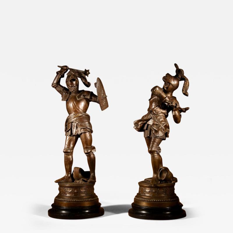 A Large Pair Of Knights In Full Armour Still With The Original Bases