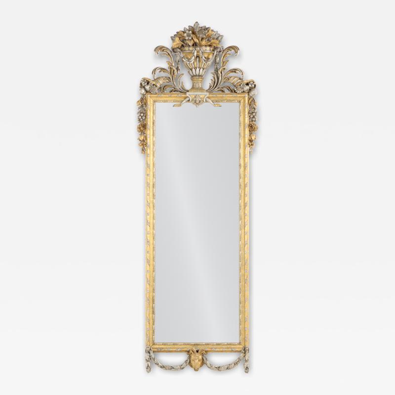 A Large Southern Italian Silvered Giltwood Mirror early 19th C 
