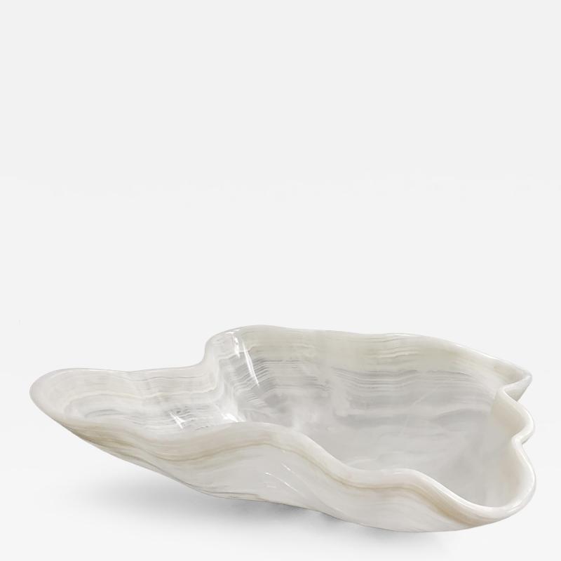 A Large White Shaped Onyx Bowl Or Centerpiece