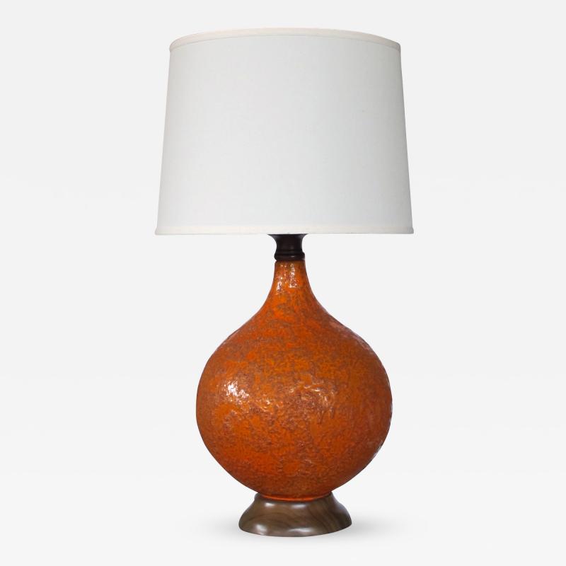 A Large and Iconic American Burnt Orange Crater Glazed Lamp