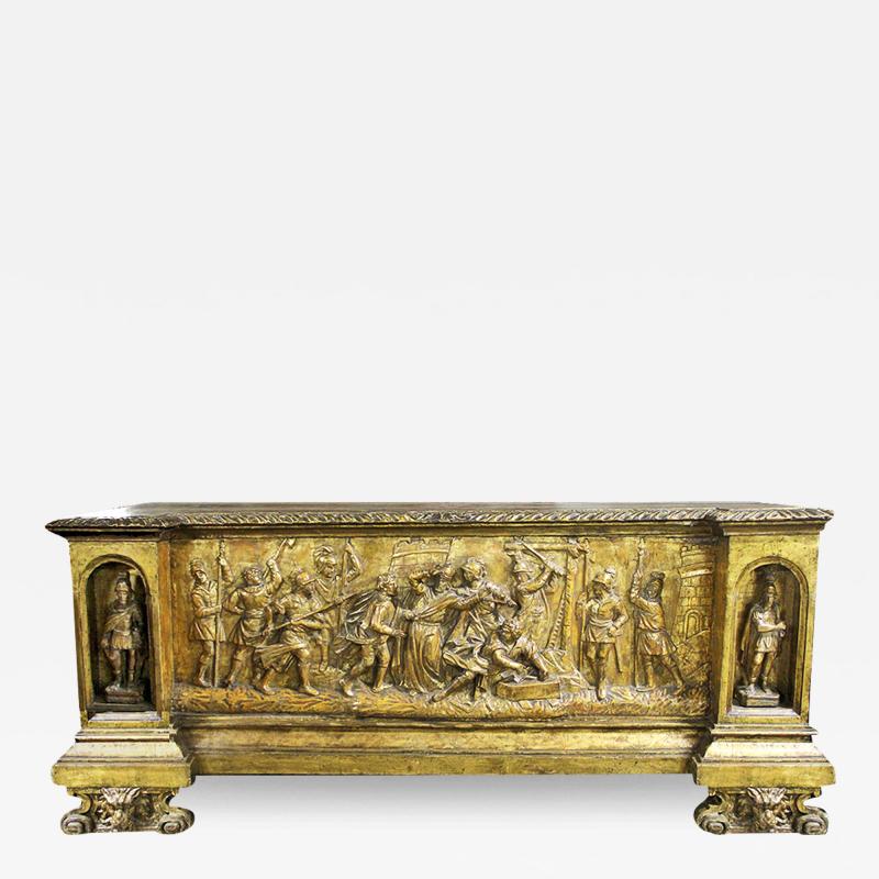 A Late Renaissance Italian Giltwood Marriage Cassone