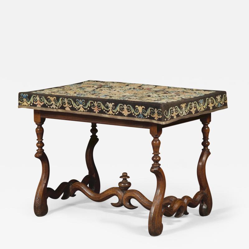 A Louis XIV Center Table Mounted With Rare Petit Point Floral Needlework Top