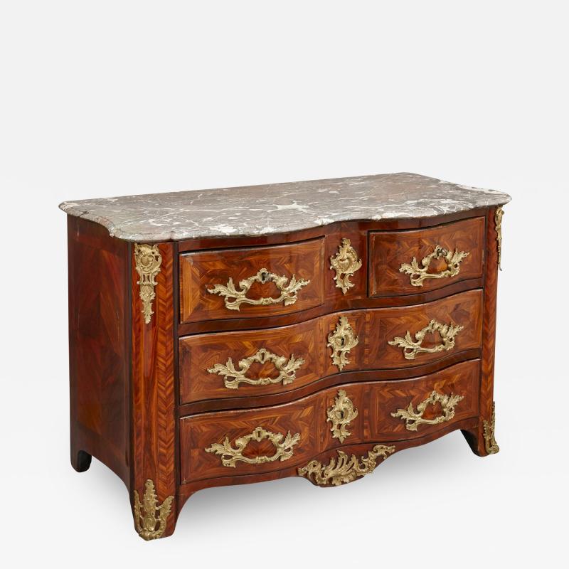 A Louis XV period ormolu and marble mounted commode