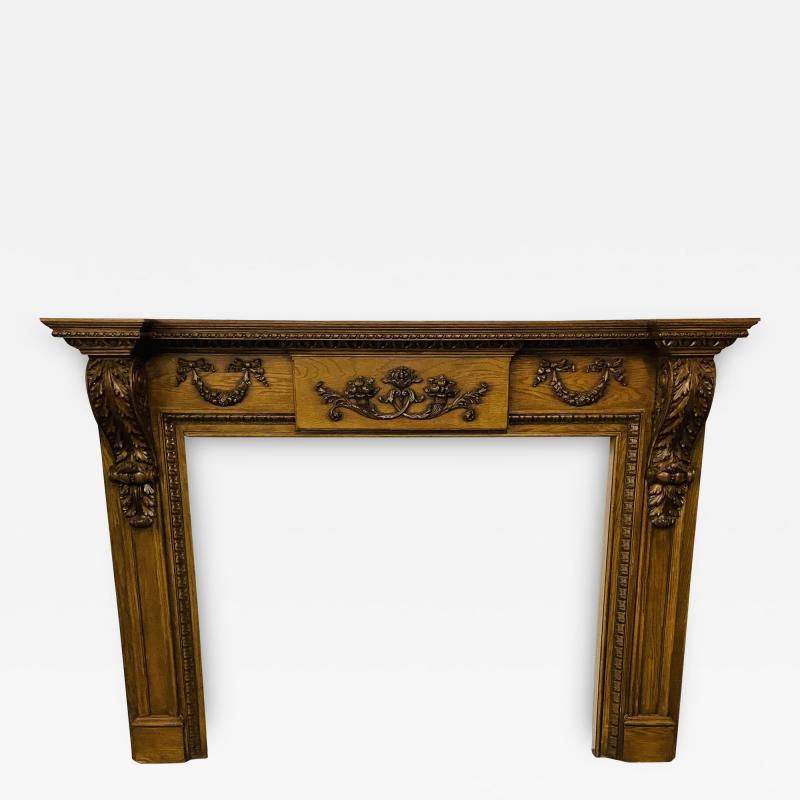 A Louis XVI Style Carved Mantle Fireplace Surround Solid Wood Carved Oak