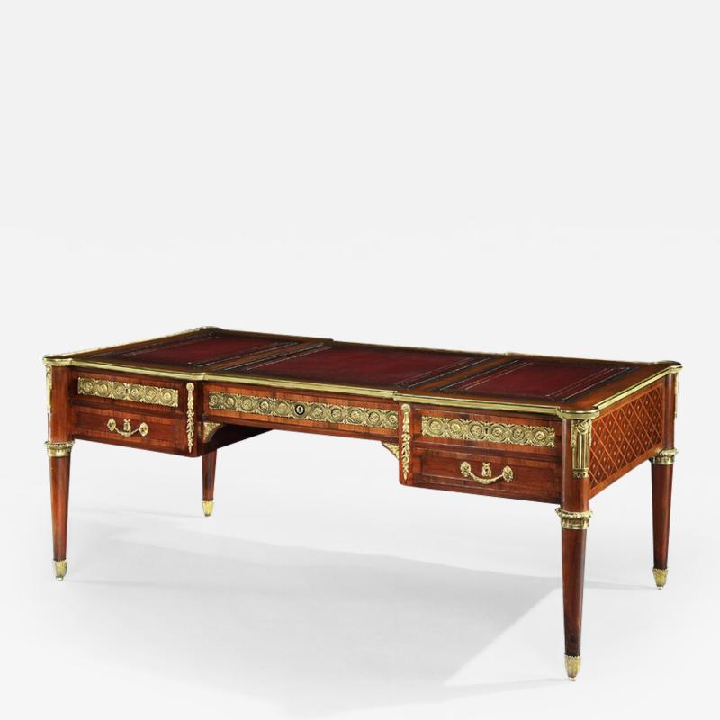 A M E Fournier GILT BRONZE MOUNTED MAHOGANY BUREAU PLAT LOUIS XVI STYLE STAMPED FOURNIER