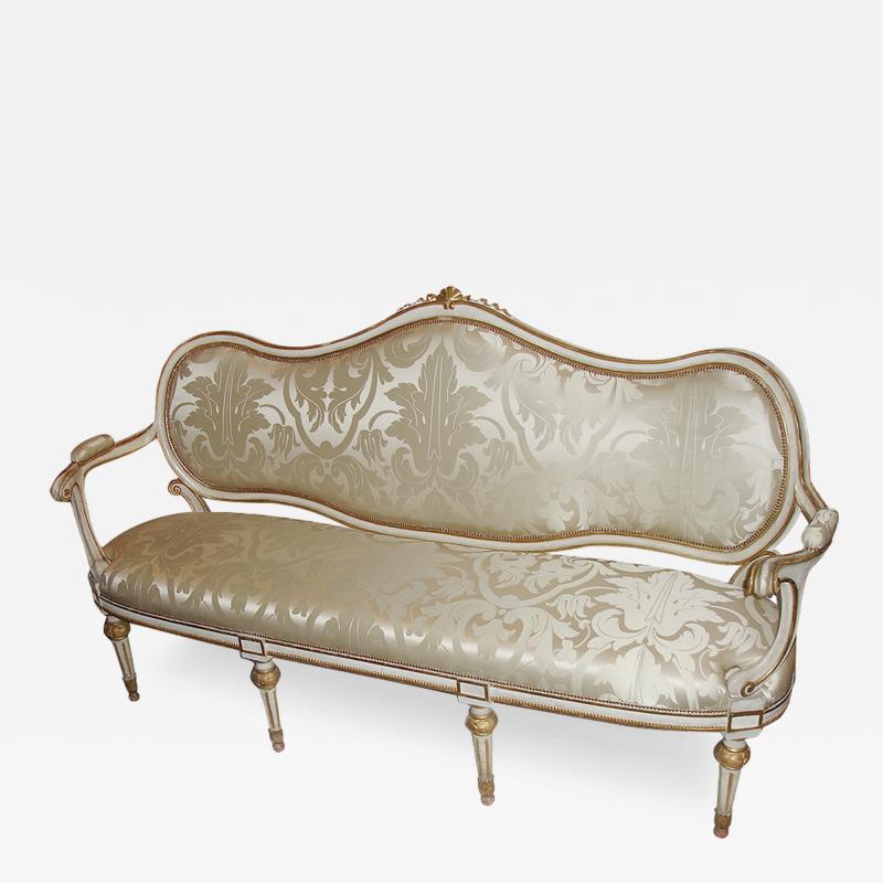 A Magnificent 18th Century Italian Polychrome and Parcel Gilt Louis XVI Settee
