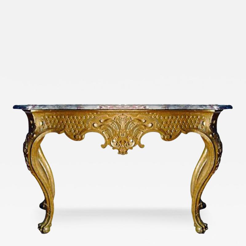 A Magnificent 18th Century Italian R gence Giltwood Console