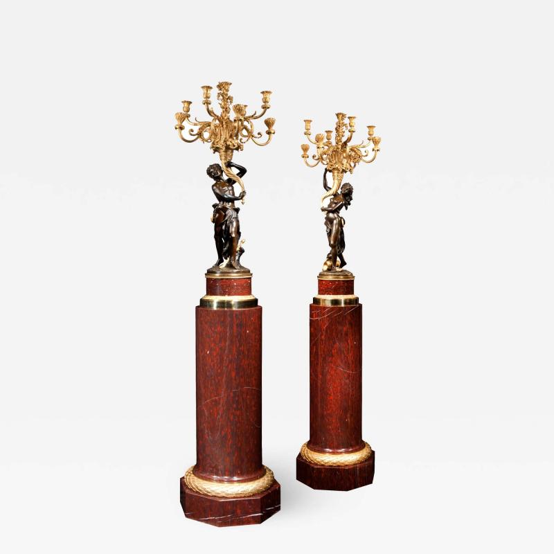 A Magnificent Pair of Louis XVI Candelabra after Clodion