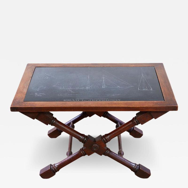 A Maritime Etched Slate Drinks Table