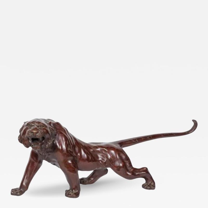 A Massive Japanese Patinated Bronze Sculpture of a Tiger Meiji Period