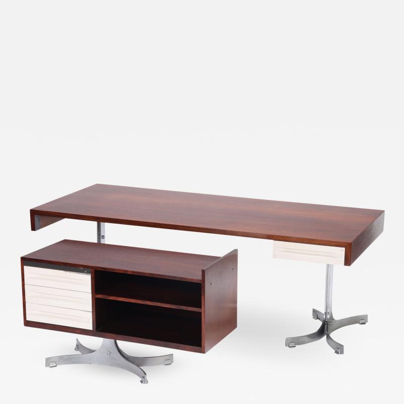 A Mid Century Modern Italian two part L shaped desk circa 1960 