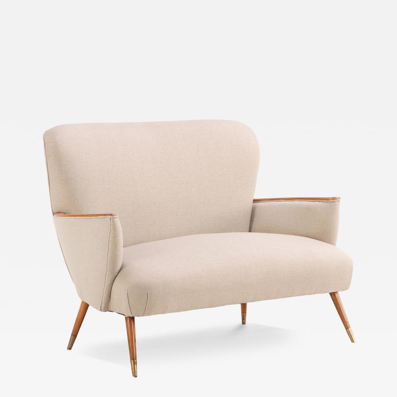A Mid Century Modern Upholstered Settee C 1950 