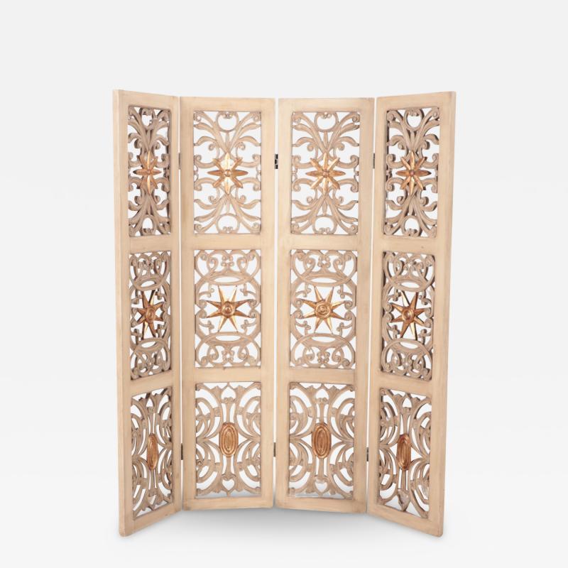 A Mid Century Modern four panel painted room divider C 1950