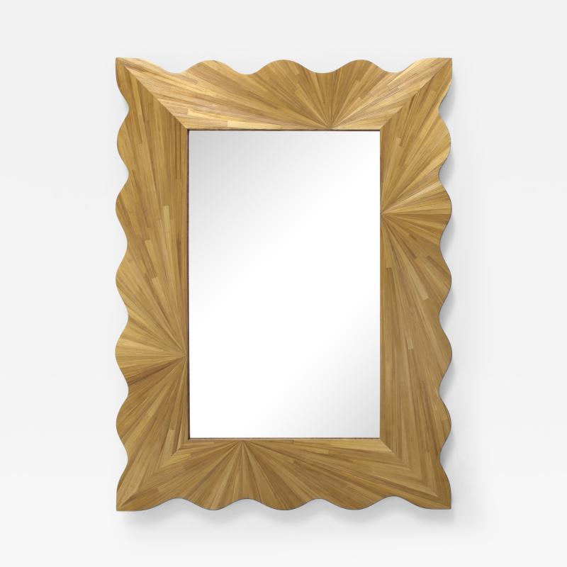 A Modernist rectangular mirror of contemporary straw marquetry