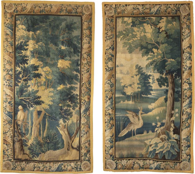 A PAIR OF 18TH CENTURY AUBUSSON VERDURE TAPESTRIES