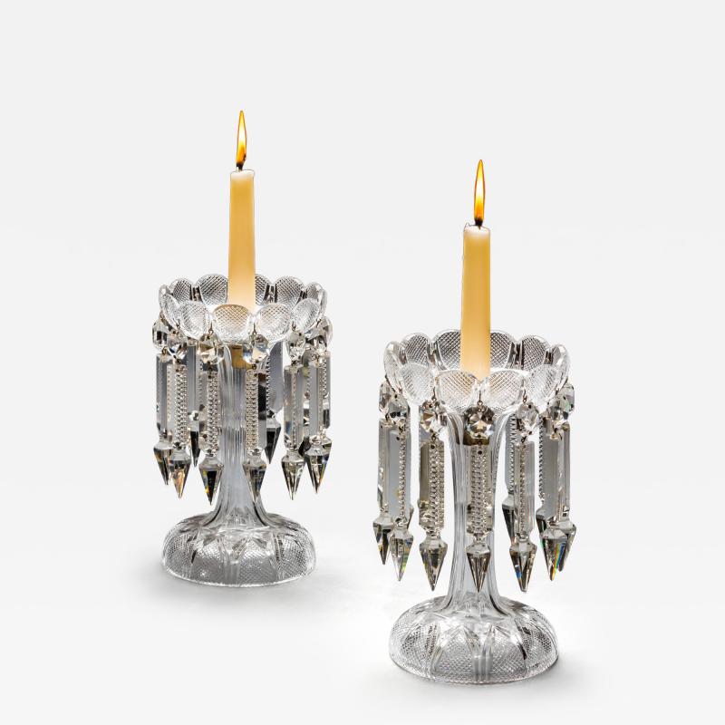 A PAIR OF FINE DIAMOND CUT VICTORIAN LUSTRES