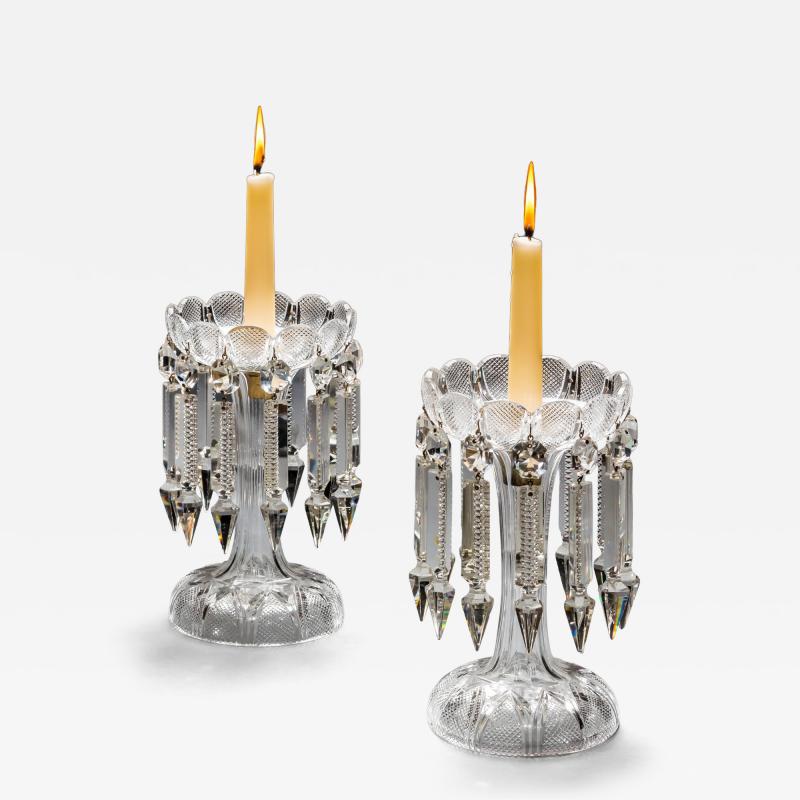 A PAIR OF FINE DIAMOND CUT VICTORIAN LUSTRES