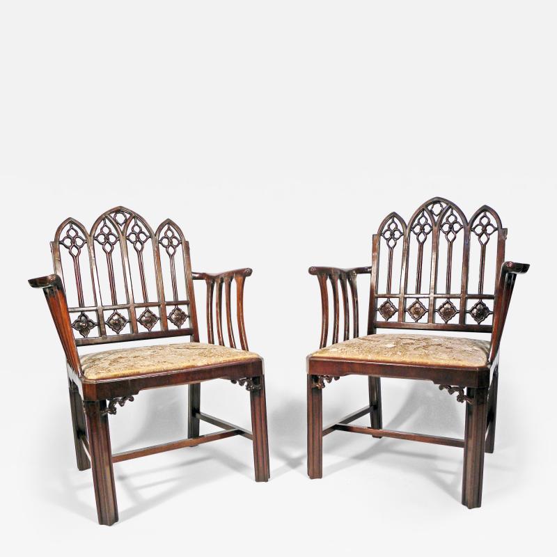 A PAIR OF GEORGE III MAHOGANY ARMCHAIRS